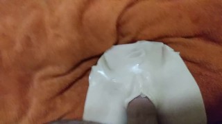 Cum shot all over a fake pussy