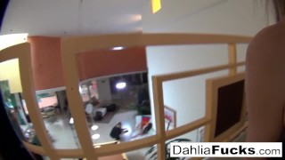 Dahlia Watches Christy on set