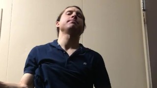 Horny Stud Masturbates to Relieve Tension in Restroom