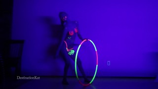 DestinationKat Dances and Hula Hoops Under A Black Light