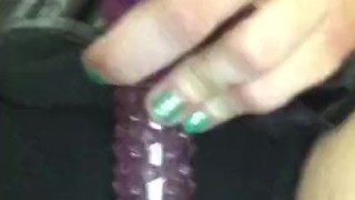 Blue Green Hair Young MILF in Glasses Solo Vibe Toy Play Juicy Wet Orgasms