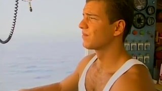 Muscled gay hunks wild threesome fuck out at the sea