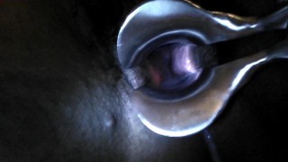 Ebony thot stretching her pussy with creampie