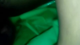 Stuffing green polyethylene under ass