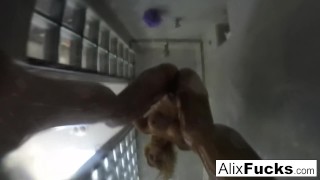 Alix Lynx takes a quick post-sex shower