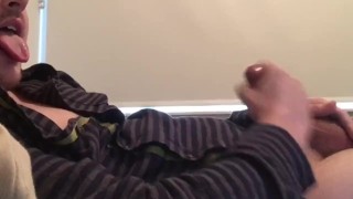 Cum on mouth and shirt