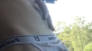 Pissing Thru My Mesh Jockstrap Outside