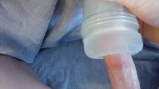 Guy fucks fleshlight and makes creampie