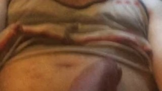 Stroking wearing cockrings.