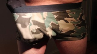 Uncut playing in camo underwear