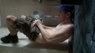 Facecum cargo shorts and sneakers