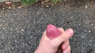 Young gay man parking lot masturbating