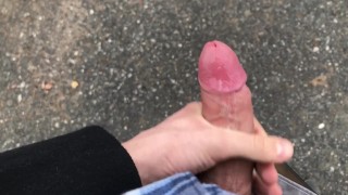 Young gay man parking lot masturbating
