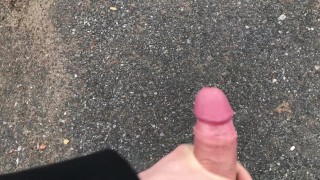 Young gay man parking lot masturbating