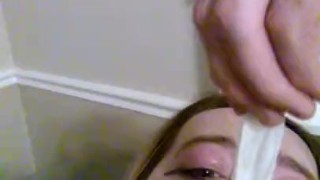 Blackcockhoe slut drinking black sperm from condom full face sissy