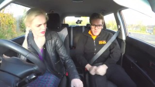 Fake Driving School Fake instructors hot car fuck with busty blonde minx