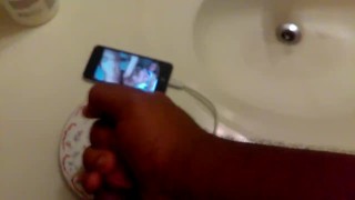 Ebony With small cock jerks off to shemale vids