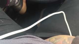 Cumming in my new car at the park