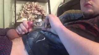 I was so Fucking HARD! Cum in Shotglass CEI, I don't follow through :(