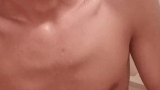 Wet soapy shower Jack off