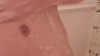 Wet soapy shower Jack off