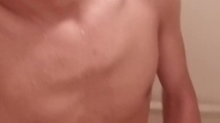 Wet soapy shower Jack off