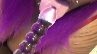 Teasing mouth with glass toy