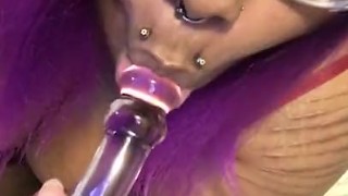 Teasing mouth with glass toy