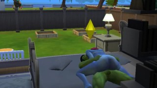the black Hulk and Smurffet Sims 4