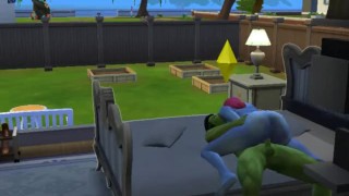 the black Hulk and Smurffet Sims 4