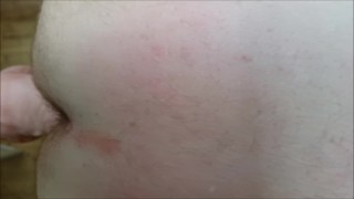 Straight guy ass fucked POV closeup by huge dildo - ass to mouth