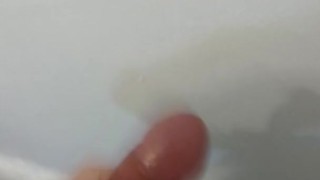 Cumming in shower with cockring on