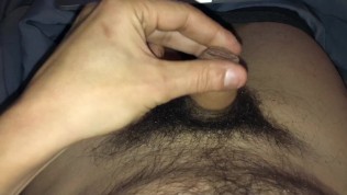 STROKING SOFT COCK TRYING TO GET HARD AND FINALLY CUM