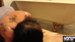 Chantelle Fox gives a nasty bj on the bathroom floor