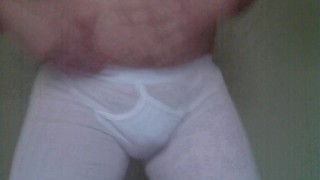 Chubby Mormon rubbing himself in Garments