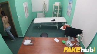 Fake Hospital Doctors thick long dick stretches out tight shaven pussy