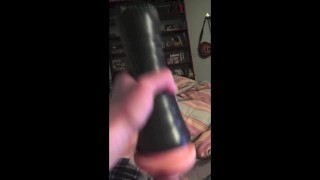 Fucked Pink Fleshlight! Male POV - Uncut Cock Cums! Soft to Hard