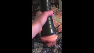 Fucked Pink Fleshlight! Male POV - Uncut Cock Cums! Soft to Hard