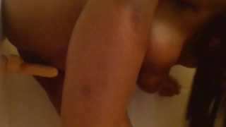 White dildo action in shower prt#1