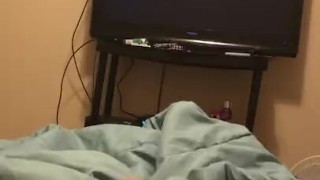 Twink boy jerks off and cums with big load