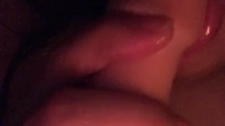 Latina MILF sucking on dildo