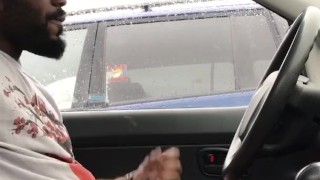 Jerking My Black Cock in Public and Cumming!