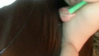 Naughty Nicole toys her tight pussy