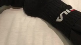 Sweaty black socks after work