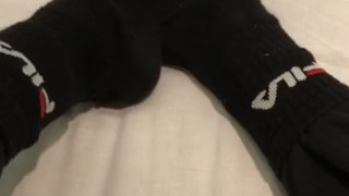Sweaty black socks after work