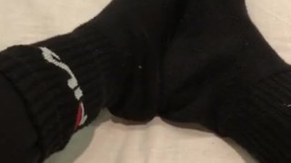 Sweaty black socks after work