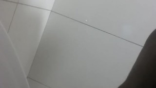 Horny jamaican cum in public toilet at work