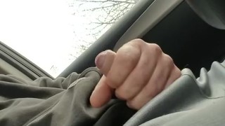 Park Stroke uncut cock and Outside Cum
