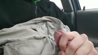 Big cock shoots huge load in store parking lot