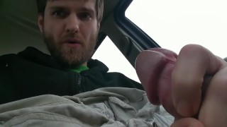 Big cock shoots huge load in store parking lot